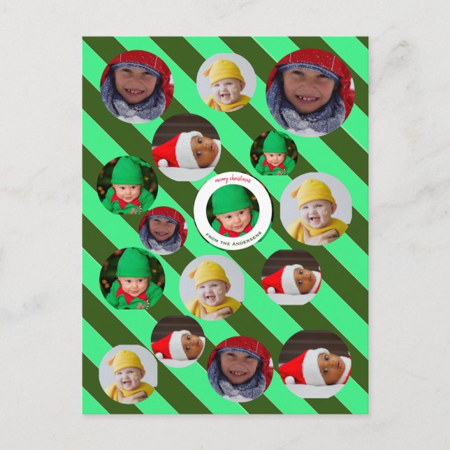 Custom Four-Photo 🎄 Festive Christmas Holiday Postcard (Front)