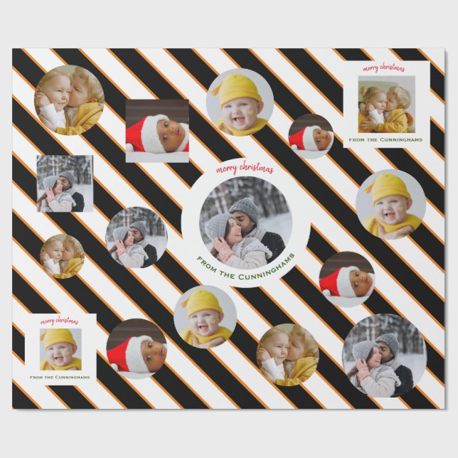 Custom Four-Photo 🎄 Holiday Christmas Gift Wrapping Paper (Flat)