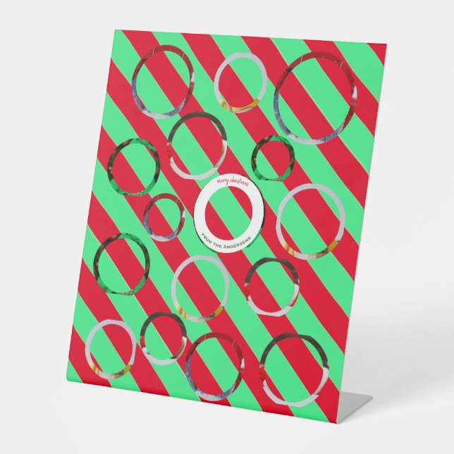 Custom Four-Photo 🎄 Holiday Christmas Pedestal Sign (Front)