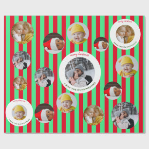 Custom Four-Photo 🎄 Holiday Christmas Wrapping Paper
