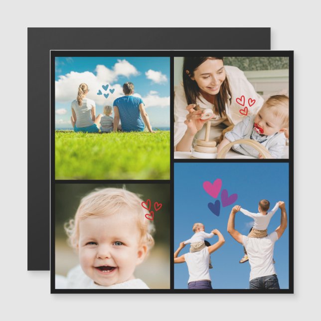 Custom Four Photo Memory Design per magnetic card (Front/Back)
