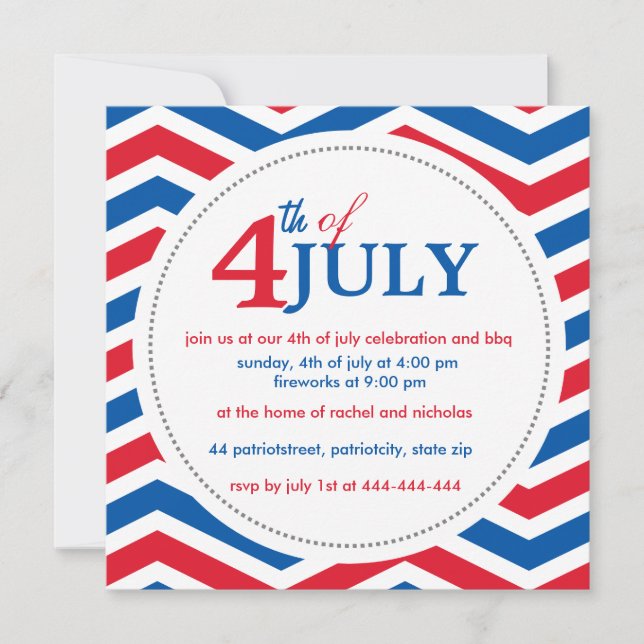 Custom fourth of july 4th july invitation (Front)
