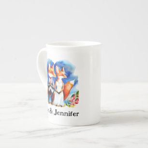Custom Fox Couple Names Personalised Bone China Mug