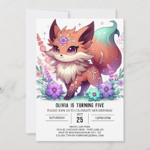 Custom Fox Digital Birthday Invitation