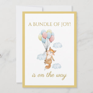 Custom Fox holding balloons Invitation