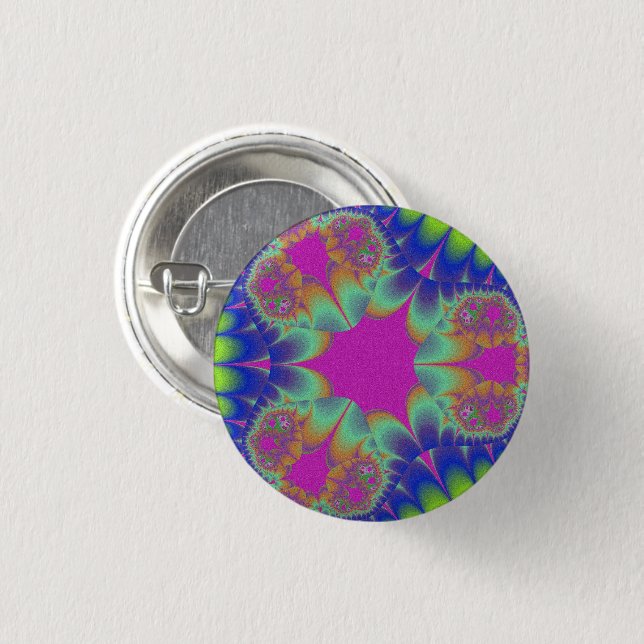 Custom Fractal Cactus Bloom Small Round Button (Front & Back)