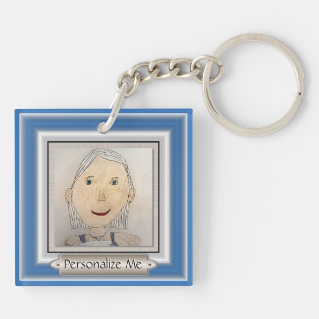 Custom Frame to Add Your Art Or Photo Key Ring (Back)
