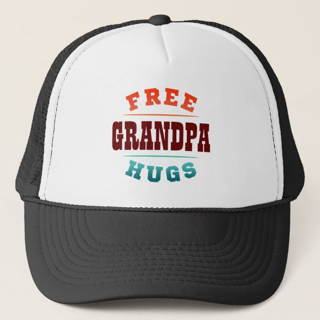 Custom Free Grandpa Hugs Personalised Text Trucker Hat (Front)
