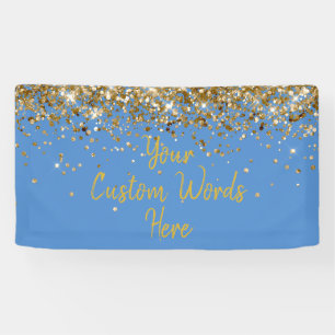 Custom French Blue Gold Customised Birthday Party Banner