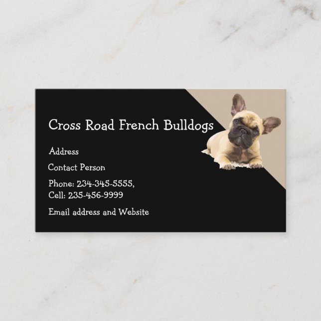 Custom French Bulldog Dog Pet Animal Logo   Business Card (Front)