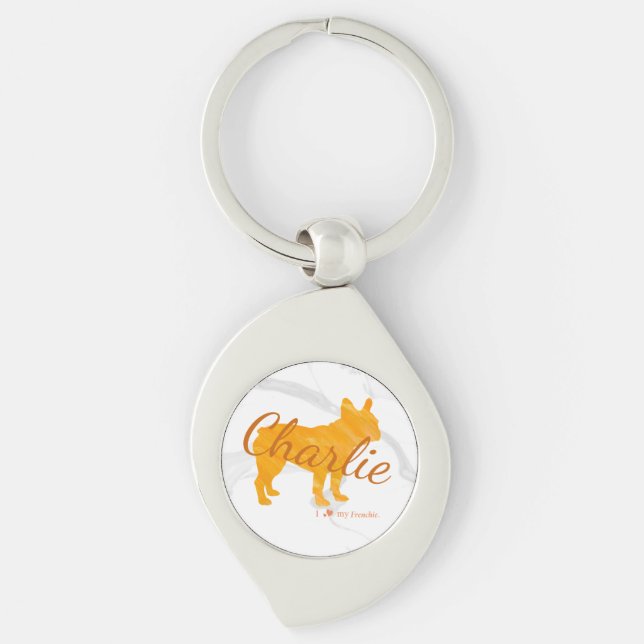 Custom French Bulldog Pastel Orange - Frenchie Key Ring (Front)