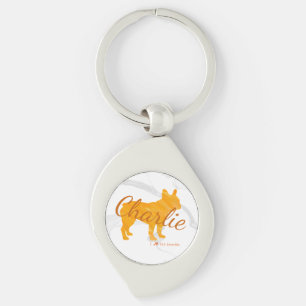 Custom French Bulldog Pastel Orange Keychain