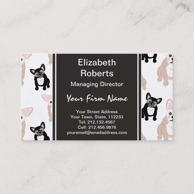Custom French Bulldog Pattern Business Card (Front)