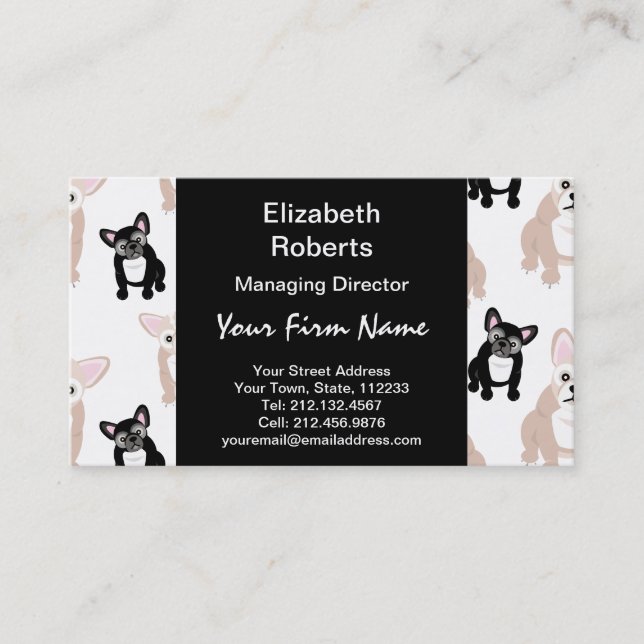 Custom French Bulldog Pattern Business Card (Front)