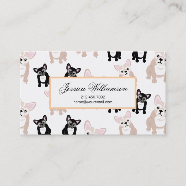 Custom French Bulldog Pattern Business Card (Front)