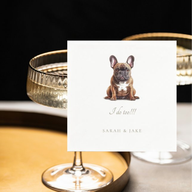 Custom French Bulldog Pet Wedding Napkin (Creator Uploaded)