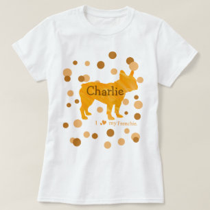 Custom French Bulldog Photo and Name Polka Dot  T-Shirt