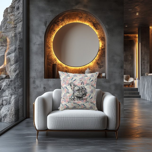 Custom French Bulldog Pillow Abstract Brushstroke (Creator Uploaded)