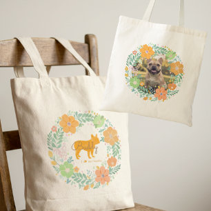 Custom French Bulldog Tote – Pastel Orange Floral 