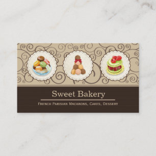 Custom French Parisian Macarons Dessert Bake Store Business Card