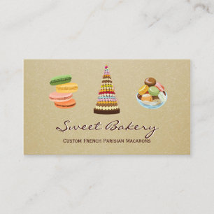 Custom French Parisian Macarons Dessert Store Business Card