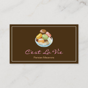 Custom French Parisian Macarons Dessert Store Business Card