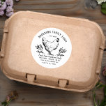 Custom Fresh Eggs Family Farm  Classic Round Sticker<br><div class="desc">This design was made with your business in mind. It can be used with various packaging styles and wrappers. It catches the eye and conveys a clear brand and message. Customise this design with your details and use it for all your needs. For further questions please contact us at ThePaperieGarden@gmail.com....</div>