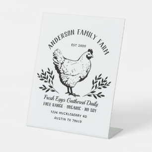 Custom Fresh Eggs Family Farm Pedestal Sign