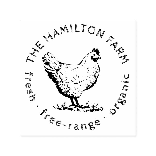 Custom Fresh Organic Free-Range Egg Farm Logo Self-inking Stamp (Design)