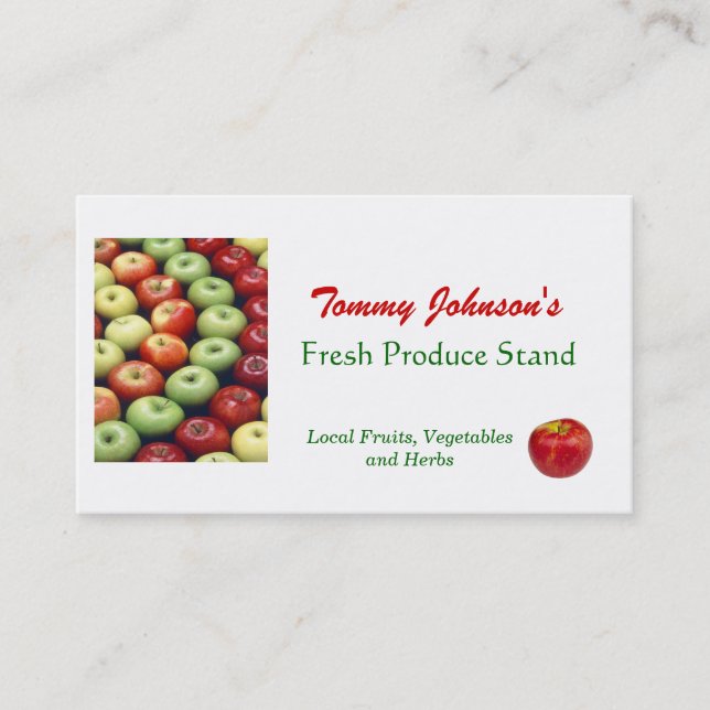 Custom Fresh Produce Market Vegetable Fruit Stand Business Card (Front)