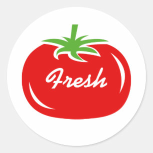 Custom fresh red tomato round stickers and sealers