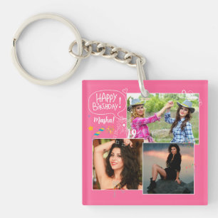 Custom Friend Happy Birthday Photo Collage  Key Ring