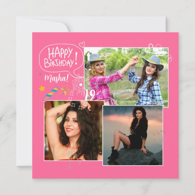 Custom Friend Happy Birthday Photo Collage Magnet (Front)