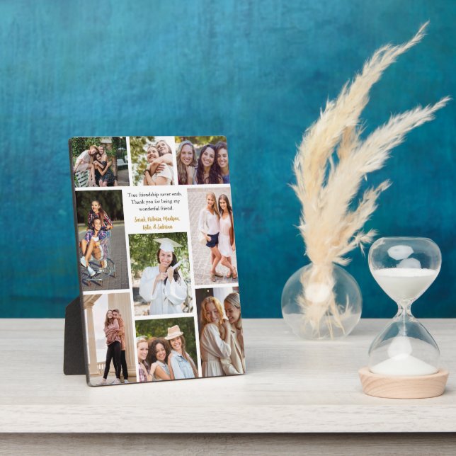 Custom Friends Collage Friendship Quote Photo Plaque (Side)