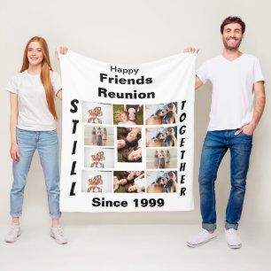 Custom Friends Reunion 11 Photo Collage Fleece Blanket