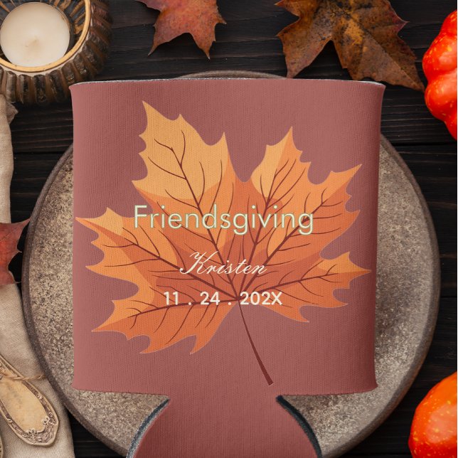 Custom Friendsgiving | Personalised Rustic fall Can Cooler (Creator Uploaded)