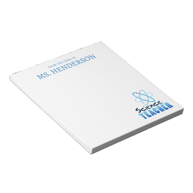Custom From Desk of Science Teacher Notepad (Angled)