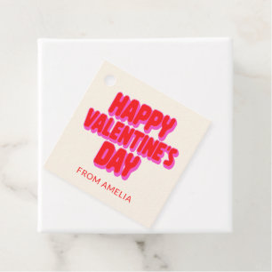 Custom From Name Retro Cute Red Pink Valentine Favour Tags