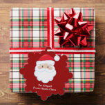 Custom From Santa Claus Cute Red Christmas Gift Tree Decoration Card<br><div class="desc">Customise these cute from Santa Claus ornament gift tags with your own personalised text in white. Santa's red hat and white beard are the perfect holiday image on this festive red gift tag for kids presents.</div>