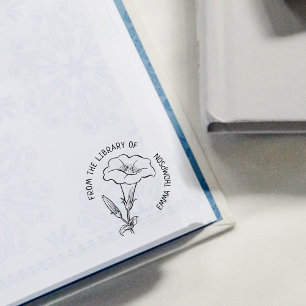 Custom From the Library Of, Botanical Lily Book  Rubber Stamp