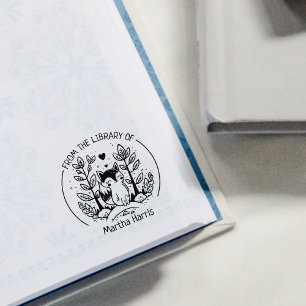 Custom From the Library Of, Cute Fox Rubber Stamp