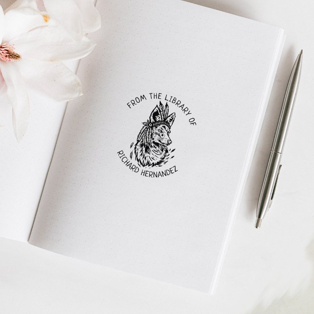 Custom From the Library Of, Fox Book  Rubber Stamp (Creator Uploaded)