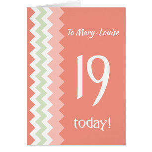 Custom Front 19th Birthday, Coral, Mint Chevrons