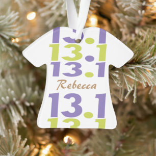 Custom Front/Back 13.1 Name Time half marathoner Ornament
