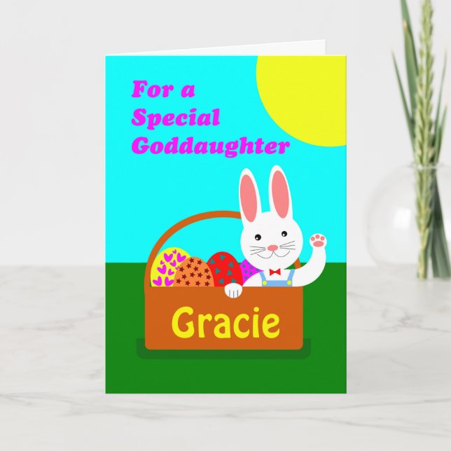 Custom Front Easter for Goddaughter, Add a Name Holiday Card (Front)