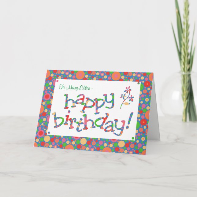 Custom Front Fun Bright Spots on Blue Birthday Card (Front)