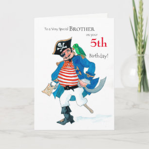 Custom Front Fun Pirate, Parrot, Any Age Birthday Card
