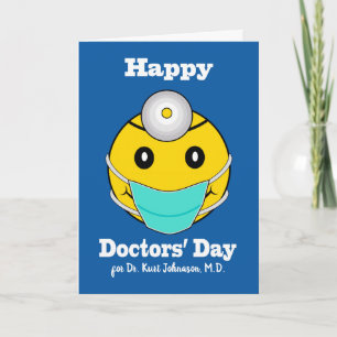 Custom Front Happy Doctors' Day, Happy Face Doctor Card