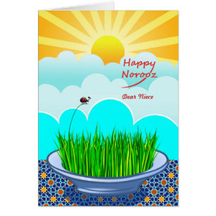 Custom Front Happy Norooz for Niece, Sabzeh Grass