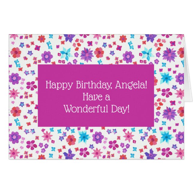 Custom Front Pretty Ditsy Floral Birthday (Front Horizontal)